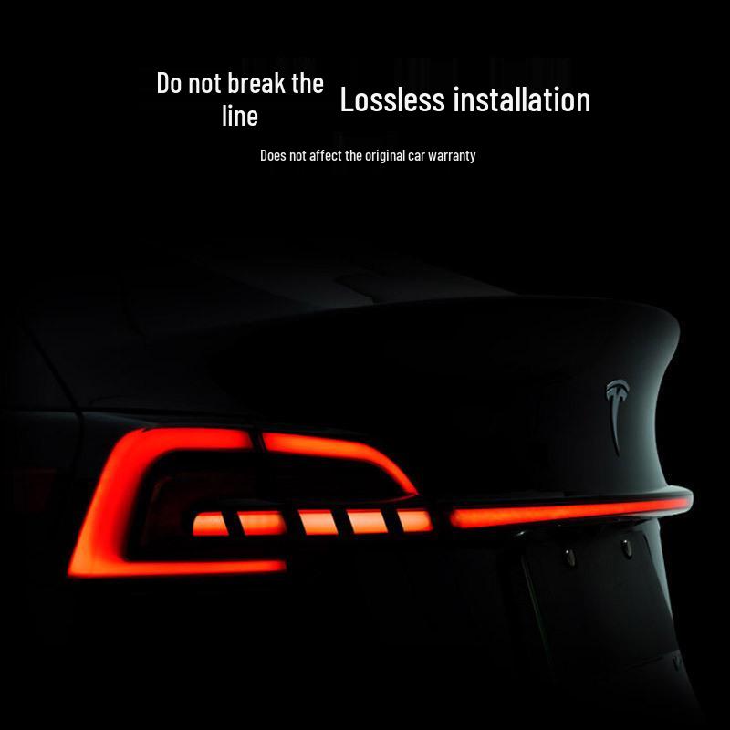 Compatible with Tesla Y/3 Tail Light Assembly, Saber-Style LED Running Lights & Flowing Turn Signals.
