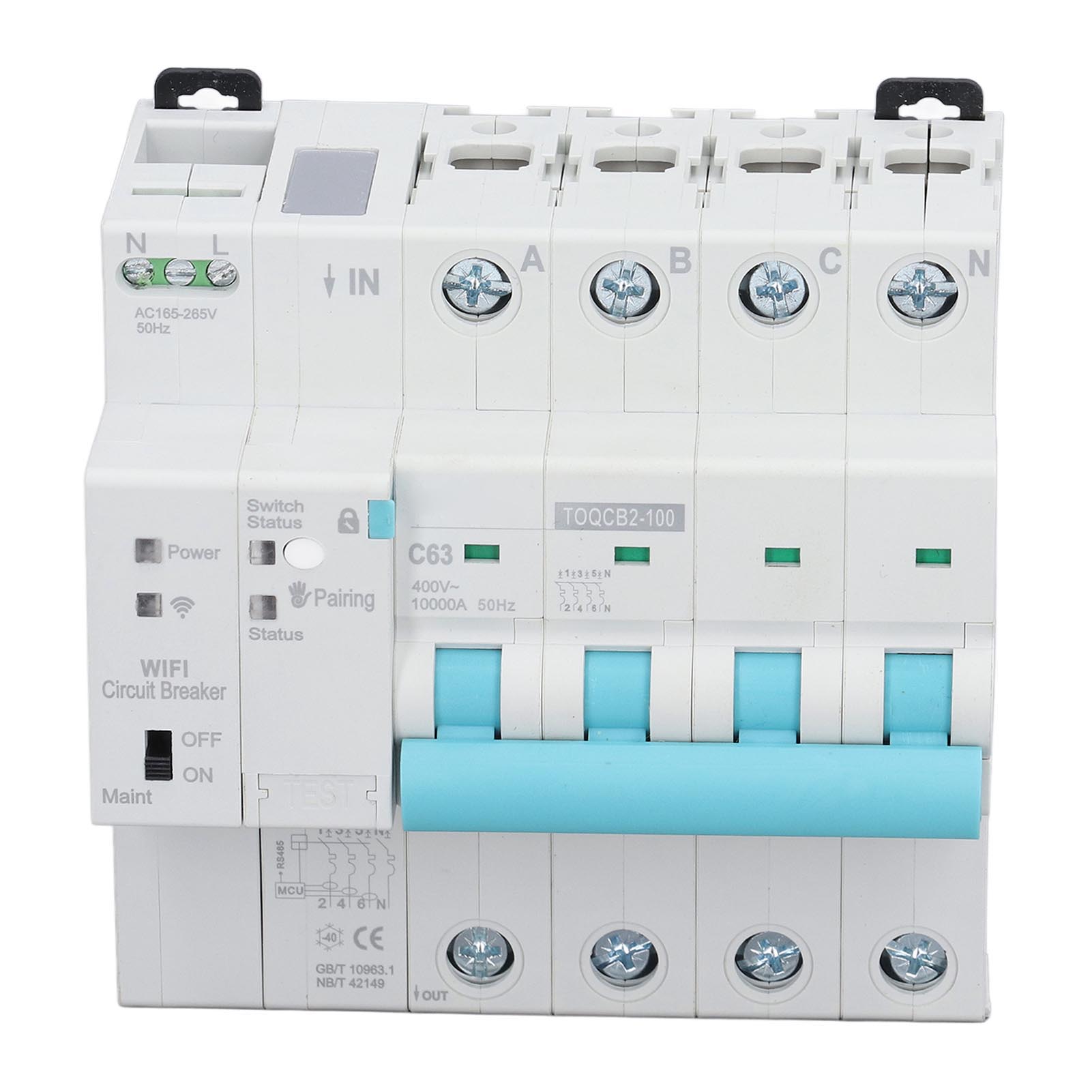 

DIN Rail Circuit Breaker Wireless Smart WiFi Switch for Household Appliances 4P 145 to 295V 63A