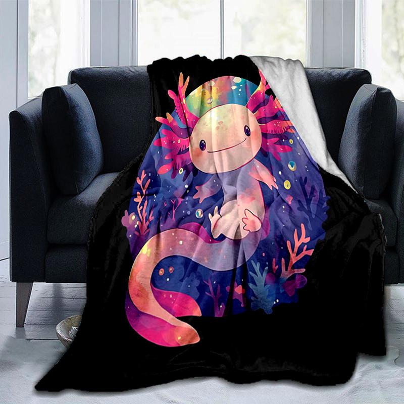 1pc Cute Axolotl  Soft Warm Home Decorative Blankets for Couch Bed Sofa, Living Room, Travel, Camping, Car Blankets