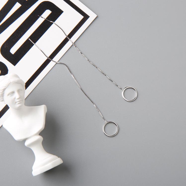 

Korean Silver Tassel Geometric Ear Cuffs: Triangle, Round, Square Earrings for Women