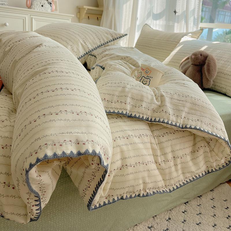 Ins Style 100% Pure Cotton Bedding Set: Duvet Cover and Sheet, Available In Four-Piece or Single Three-Piece Options