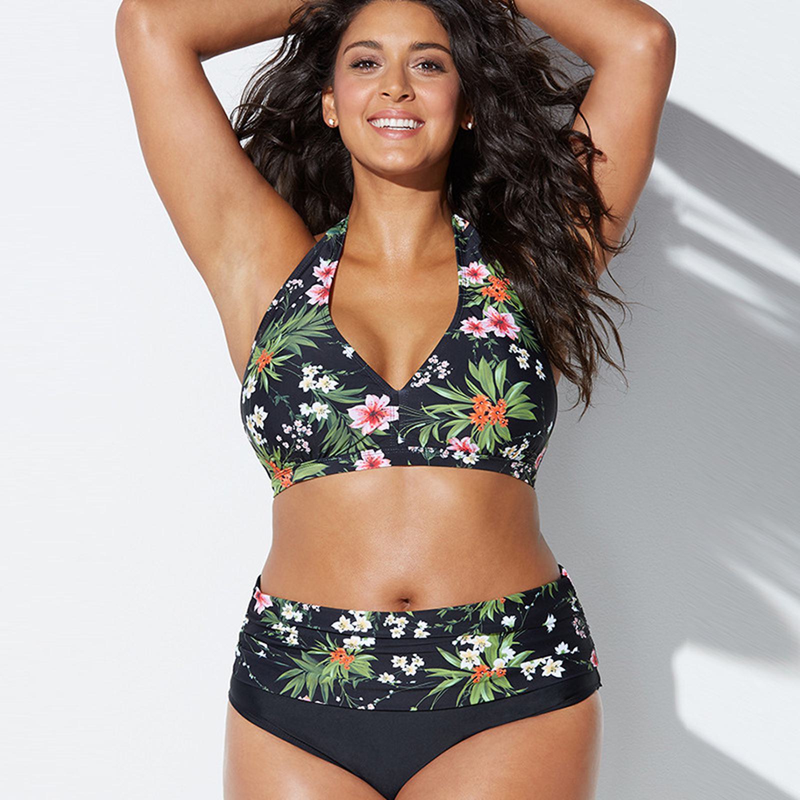 

4XL Плюс Размер Женщины Бикини Сексуальный Купальник С Высокой Талией Пляжные Купальники Женский Летний Купальник XL