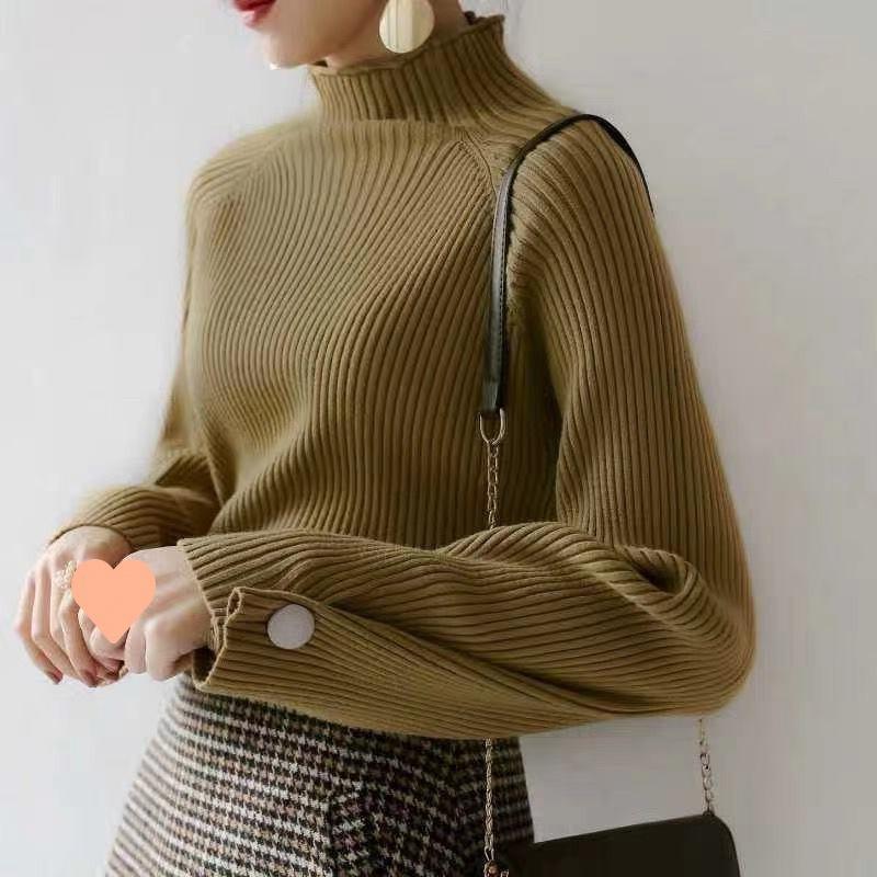 

Korean Version Thickened Bottom Sweater for Women s Half High Neck Sweater with A Loose Fit for Autumn and Winter Design, Paired with A Top Underneath
