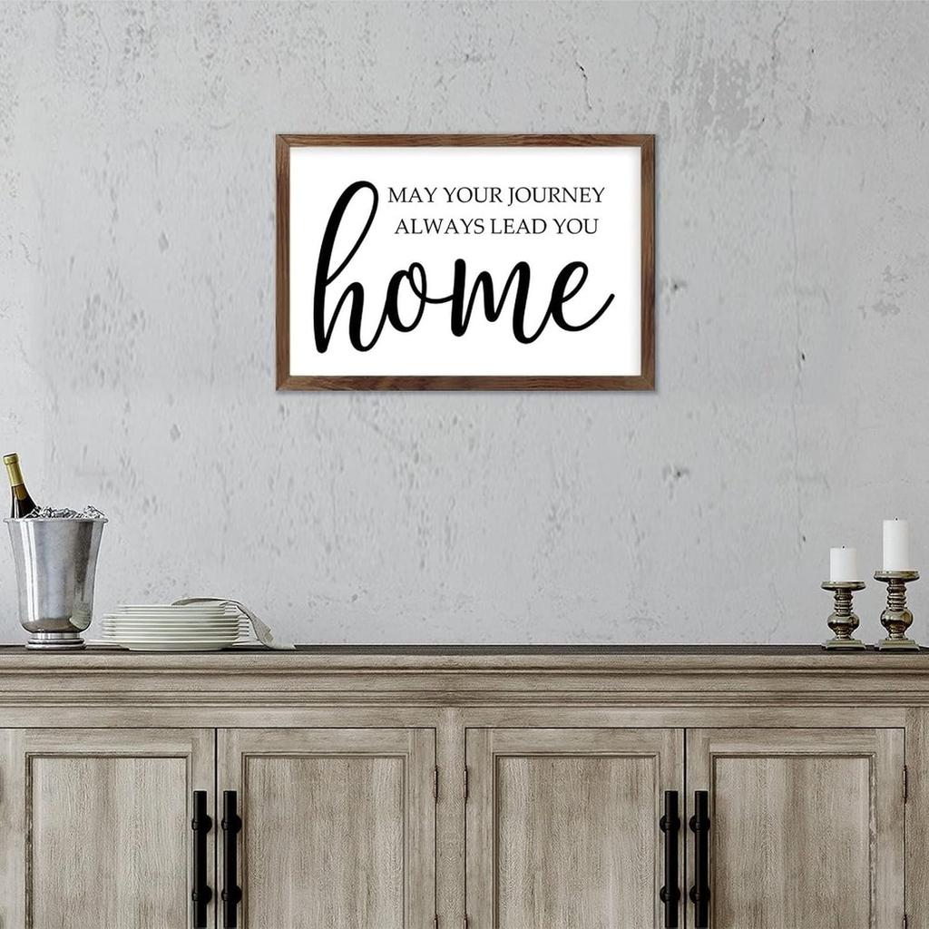 May Your Journey Always Lead You Home-1 Sign Wood Framed Sign Wall Art Plaque Sign for Home Wall Decor 16 x 20 Inch