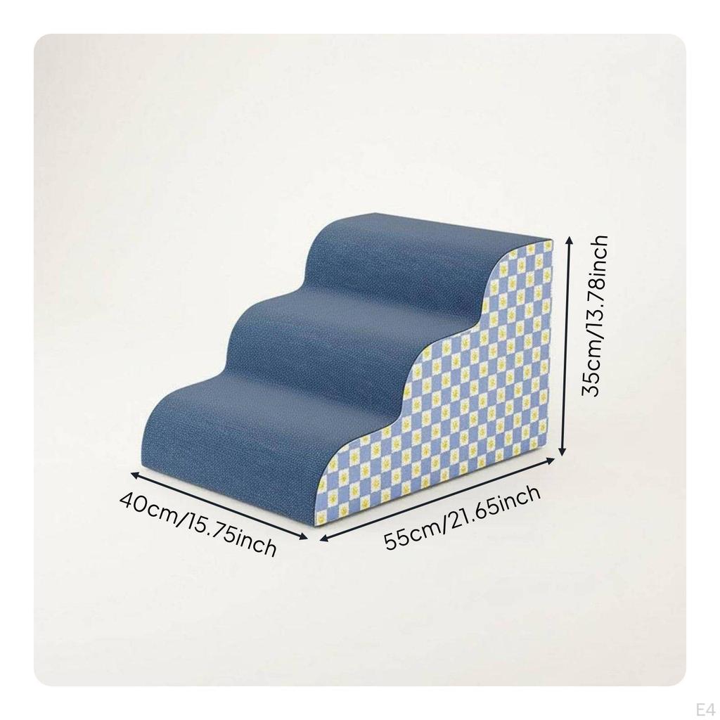 Pet Stairs Ramp Washable Cover Foldable NonSlip Surface ThreeStep Dog for Small