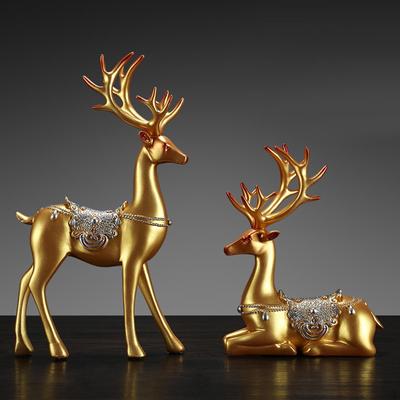2Pcs Rentier Figuren Nordic Stil Elch Skulptur Harz Hirsch Statuen für Schrank Dekoration