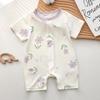 Infant Summer Short-Sleeve Modal Bodysuit - Lightweight Newborn & Toddler Pajamas Romper
