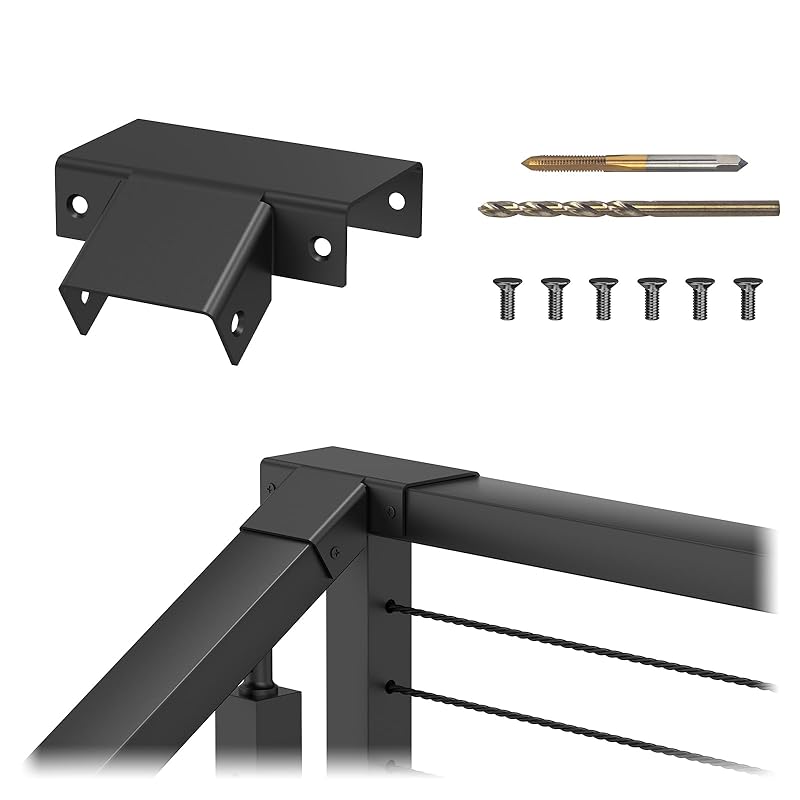 

З єднувач для поручня BLIKA, Чорне порошкове покриття, Алюмінієва пряма втулка для кабельного поручня сходів на палубі, Прямокутний поручень, З єднувачі-подовжувачі для 1