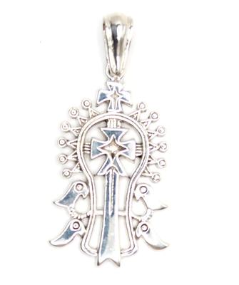 African Ethiopian Cross Accessory, Crucifix, Cross, Sterling Silver 925 Pendant Top