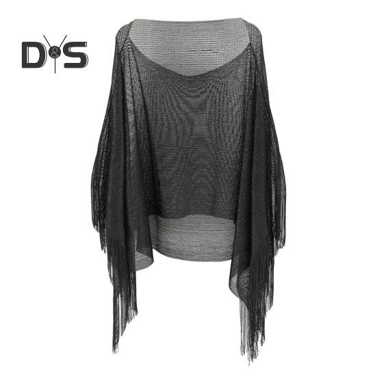 Summer Beach Mesh Cover Up Tassel Decor See Through Loose Swimsuit Thin Sunshade Beachwear Blouse Irregular Holiday Sexy Long Bikini Top