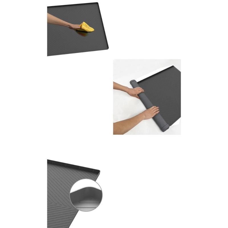 Under Sink Mat ,Silicone Under Sink Liner Pad with Drain Hole Designs Water-proof Sink Pad for Kitchen and Bathroom