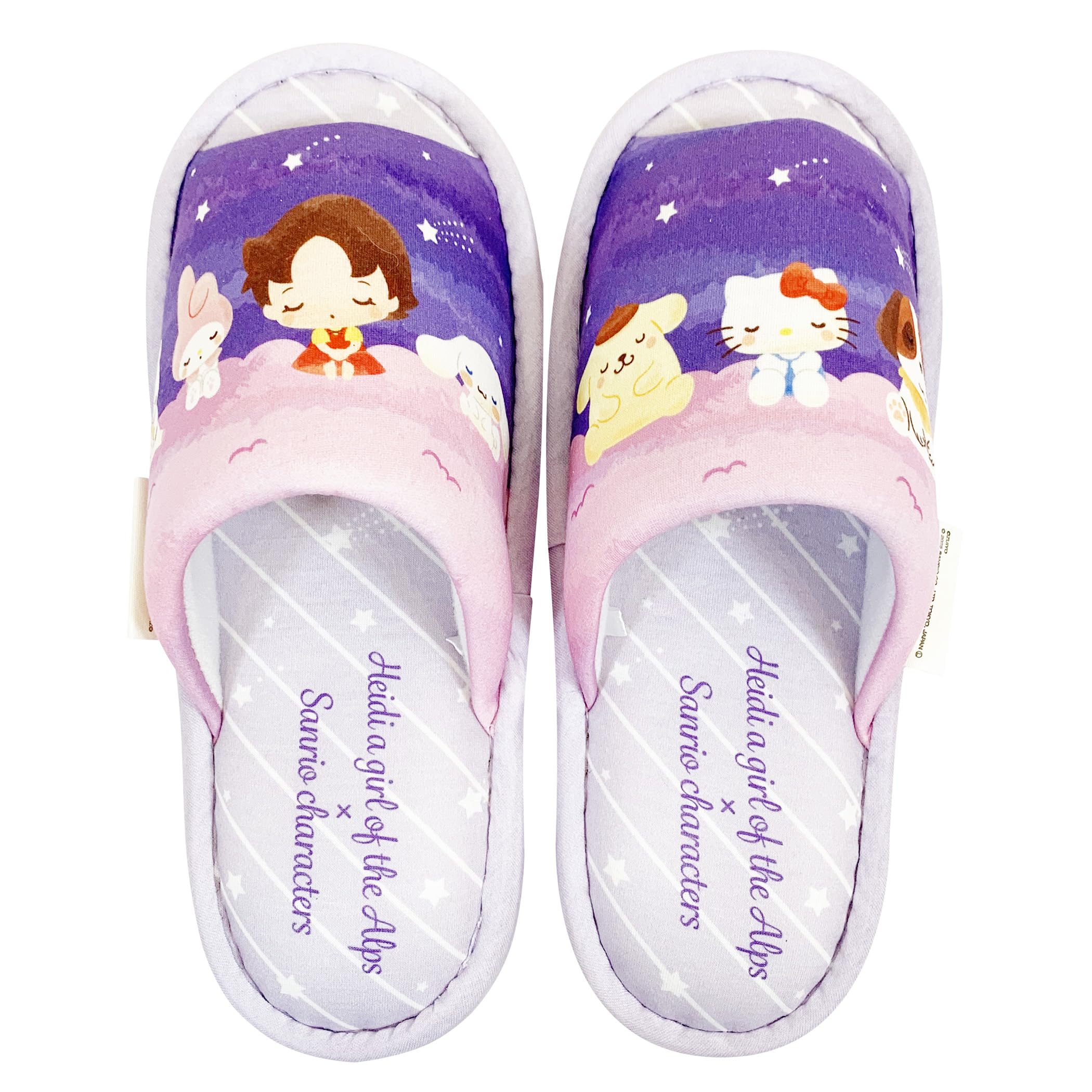 

Atelier Momo and Girl of the Alps x Sanrio Characters Hello and Pompompurin Size Momo Heidi, Cinnamoroll, Kitty, Slippers, Indoor, Gift, Medium, фиолетовый