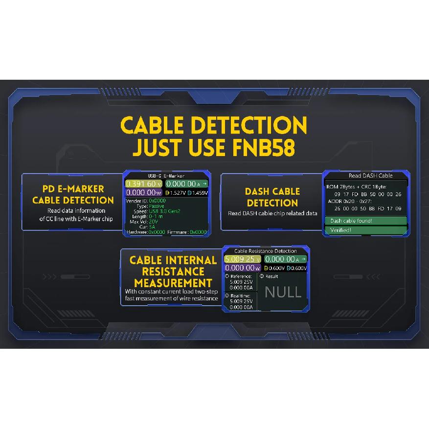 FNIRSI-FNB58 PD USB Tester Digital Voltmeter Ammeter Type-C Fast Charge Detection Trigger Capacity Ripple Measurement