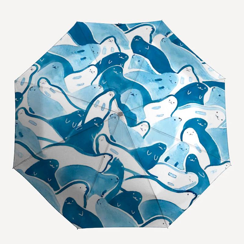 

1pc Seal PatternAutomatic Open/close Umbrella, 8-Rib sturdy structure, Portable Travel Umbrella, Parties, Everyday Usec69