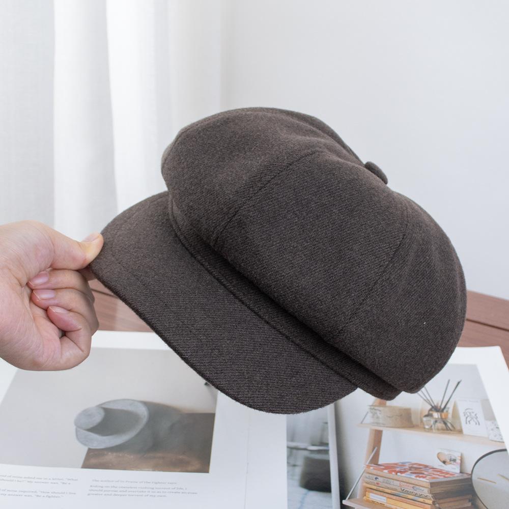Autumn and winter high-grade retro thick cotton face small octagonal hat British style basic versatile painter hat newsboy hat tide