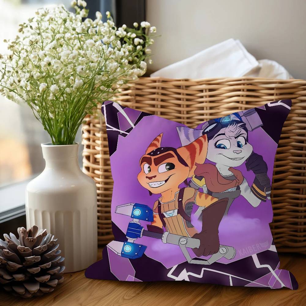 

Cartoon Ratchet Clank Cushion Cover Decorative Pillow Sofa Home Decor case pillow cases 16x16Inch