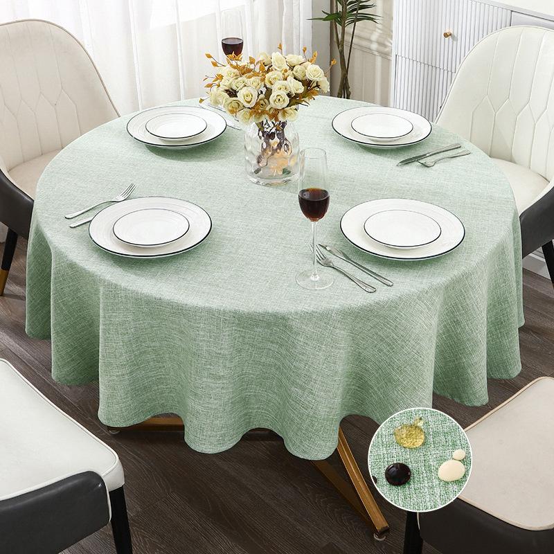 Waterproof and Dustproof Round Table Cloth Home Atmosphere Folding and Edging Dining Table Hotel Fashionable and Simple Style