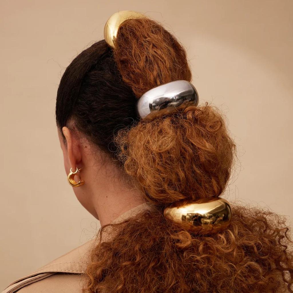 Jieding Stainless Steel Hair Tie: High-end European & American Ponytail Rubber Band with Titanium Steel Headwear.