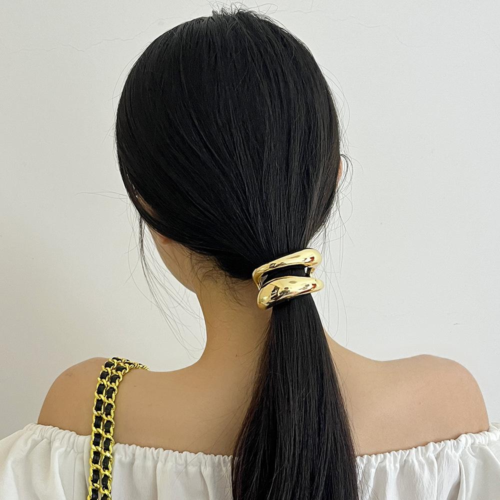 Minimalism Double-layer Metal Hair Bands Ropes Headband Elastic Scrunchies Hairband Tools Fashion Women Hair Accessories