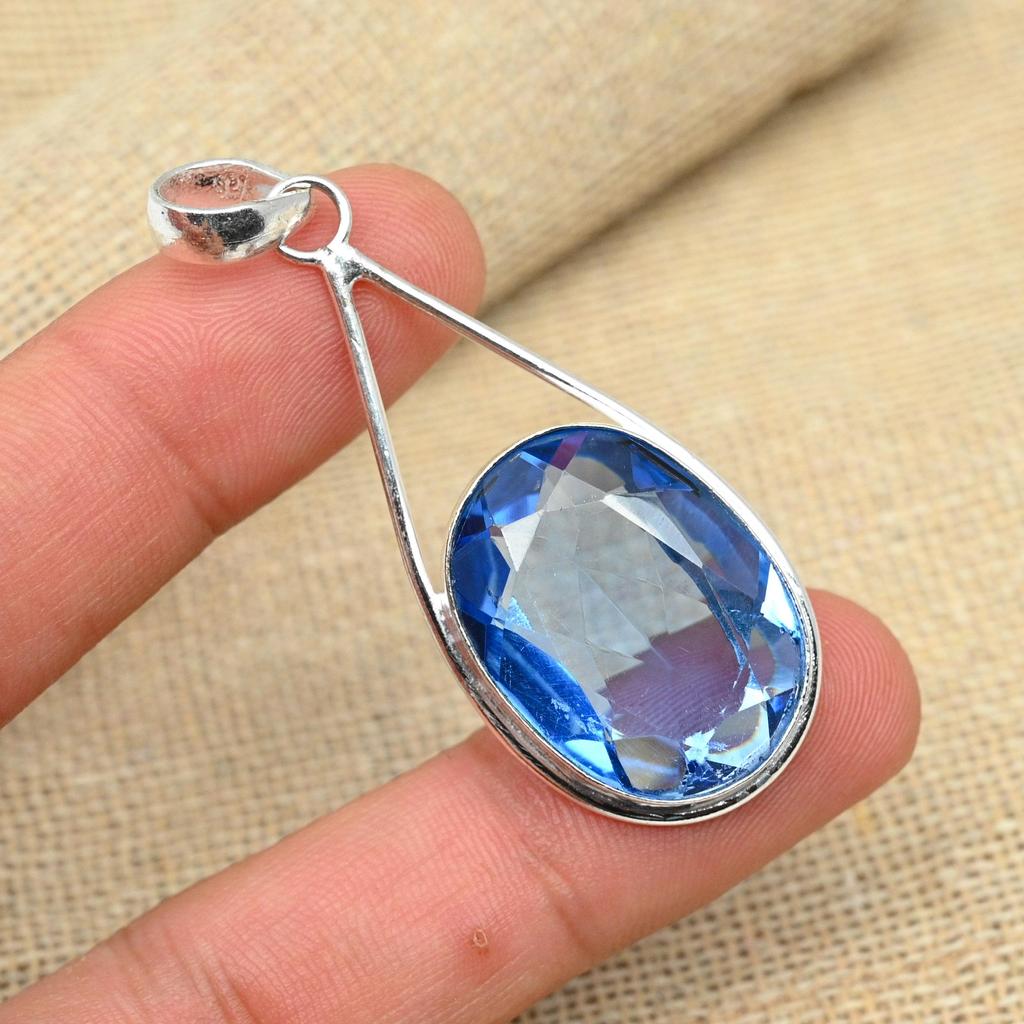 Cadou de nuntă cu pandantiv din argint Sterling 925, piatră prețioasă frumoasă, lucrată manual