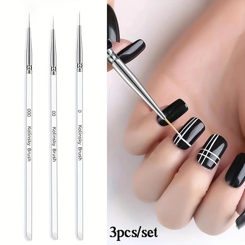 3Pcs Acrylic Dipping Nail Powder Pen Nail Liner Brushes For Manicure Pedicure, Nail Brush Pen, Acrylic Powder Dipping Pen, Nail Painting Drawing Pen