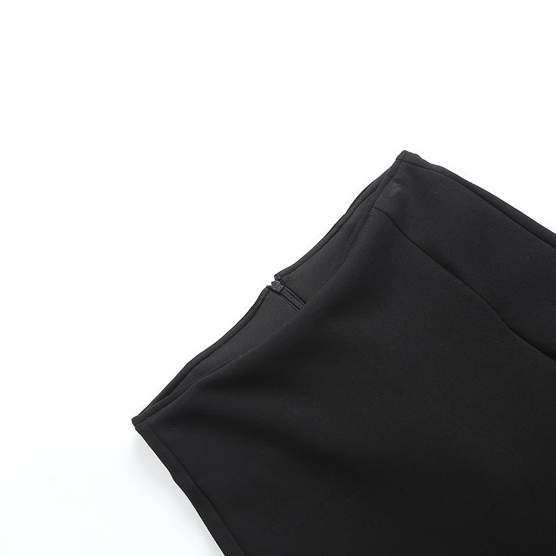 Spicy Girl Autumn 2023 Merlot Knit Slit Culottes: Women's Slimming Fake Two-Piece Elastic Micro Flare Pants