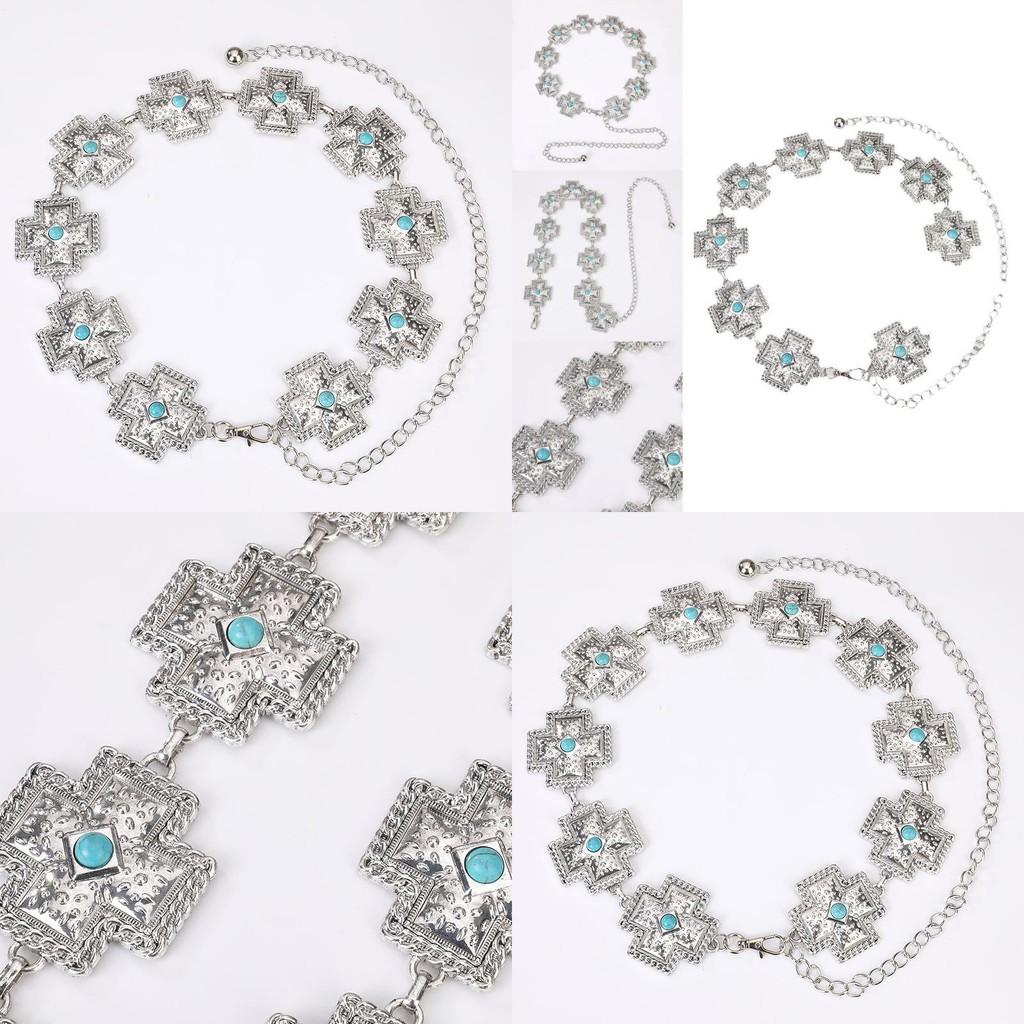 Bohemian Turquoise Cross Waist Chain For Women With Metal Embellishments For Summer Fashion