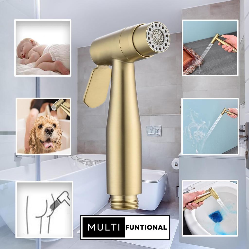 Brushed Gold Bidet Sprayer for Toilet, Senhozi Stainless Steel Spray Head with Jet Spray and Soft Spray Modes, Bathroom Handheld Spray for Cloth
