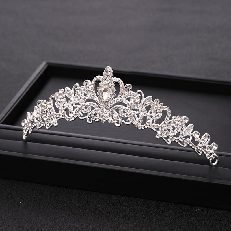 Trendy Bridal Crown Tiara Wedding Hair Accessories Silver Color Crystal Princess Crowns Bridal Headpiece Women Hair Jewelry