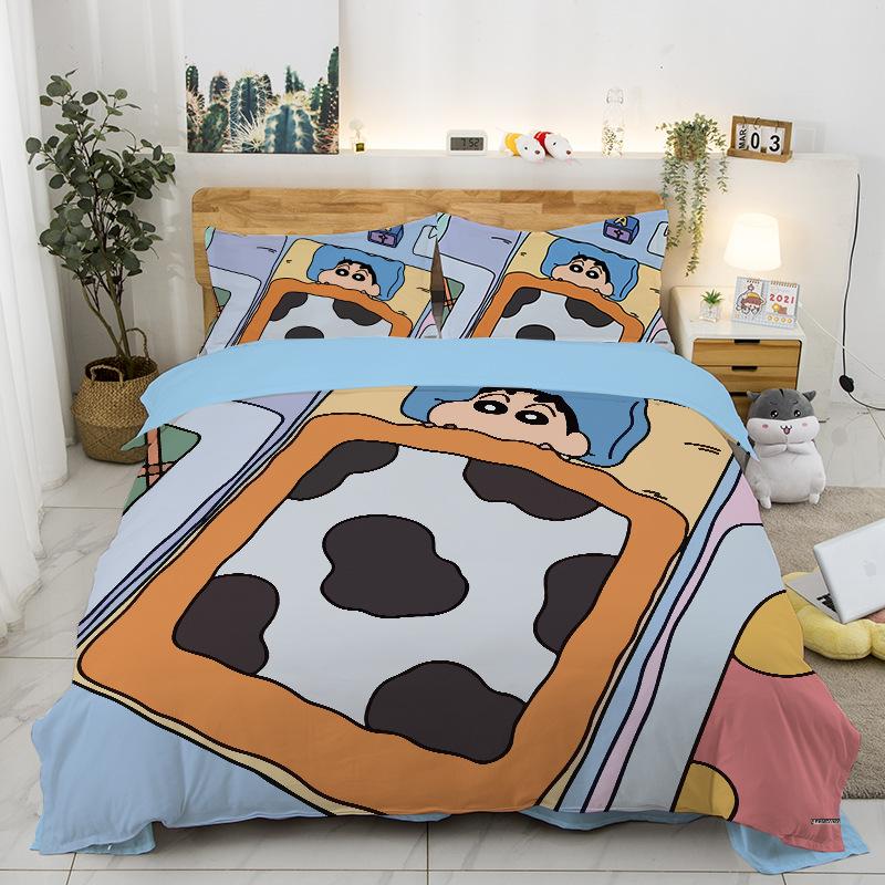 New Style C-Crayon Shin-Chan Bedding Sets Shin-Chan Duvet Cover Bed Set Quilt Cover Pillowcase Kids Adult Single/Double/Queen