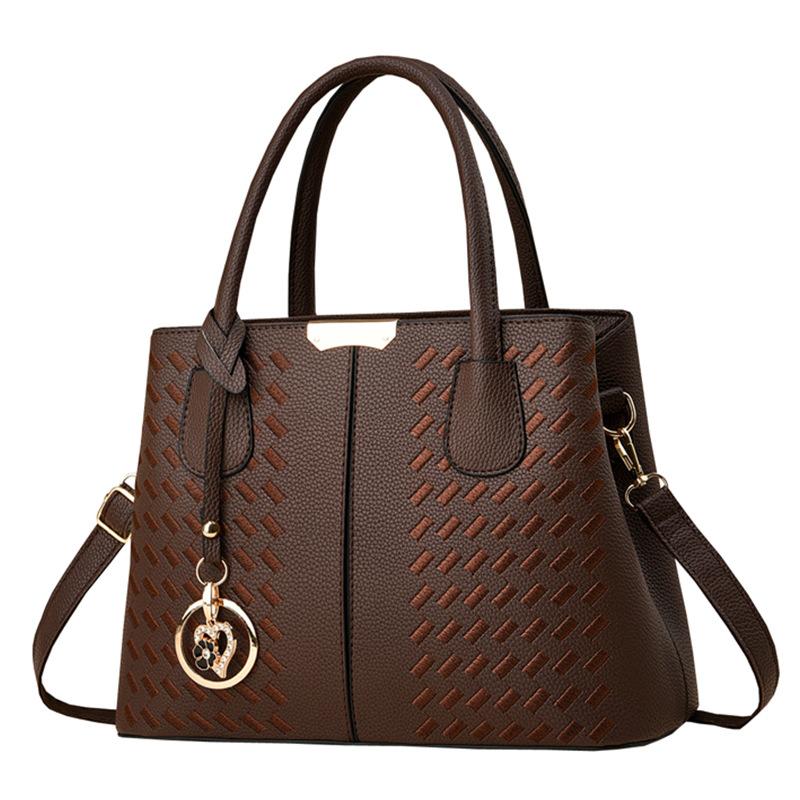 fashion casual handbag soft leather embroidered thread bag women's bag