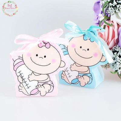 12Pcs Girl And Boy Feeding Bottle Paper Gift Box for Birthday Party Decorations Kids