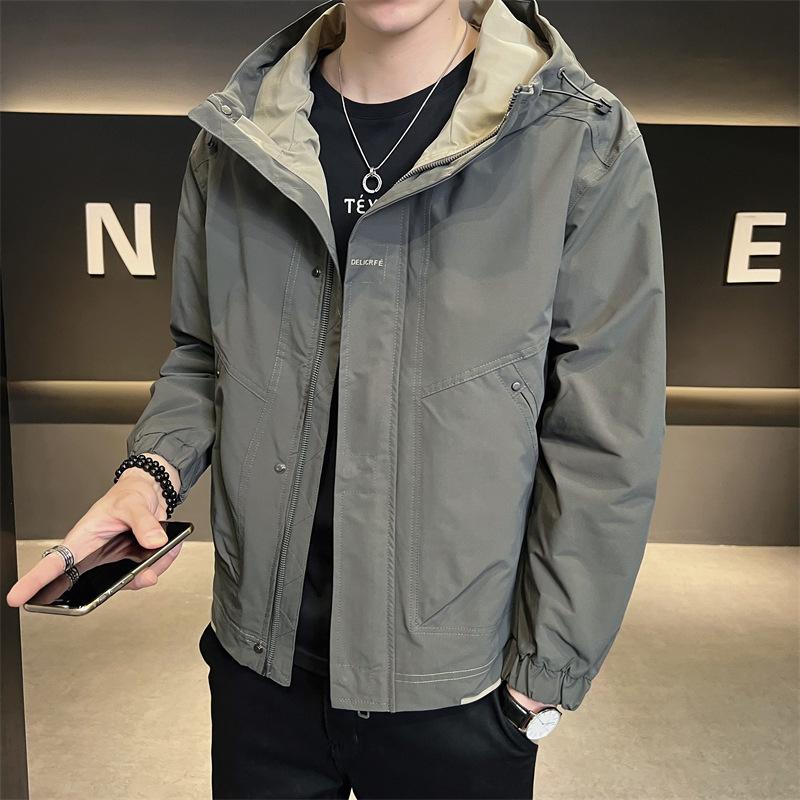 Jacket Men's Spring, Autumn and Winter 2025 New Trendy Brand Jacket Men's Handsome Casual Hooded Tooling Men's Jacket