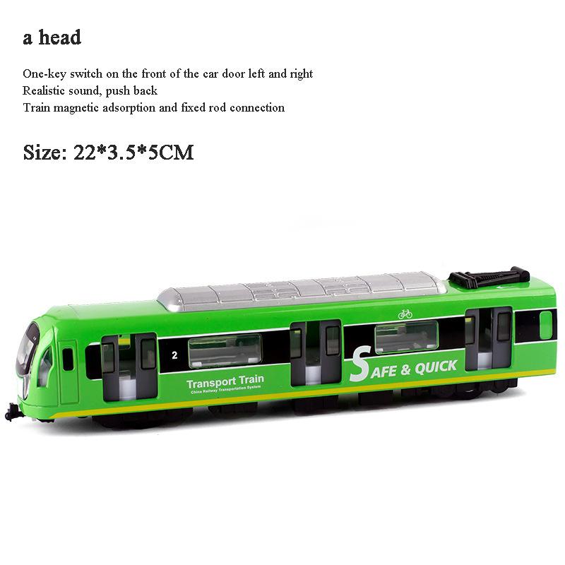 Large Simulation Alloy Train Model City Metal Diecast Subway Sound And Light Pull Back Car Kids Toy Boy Gift