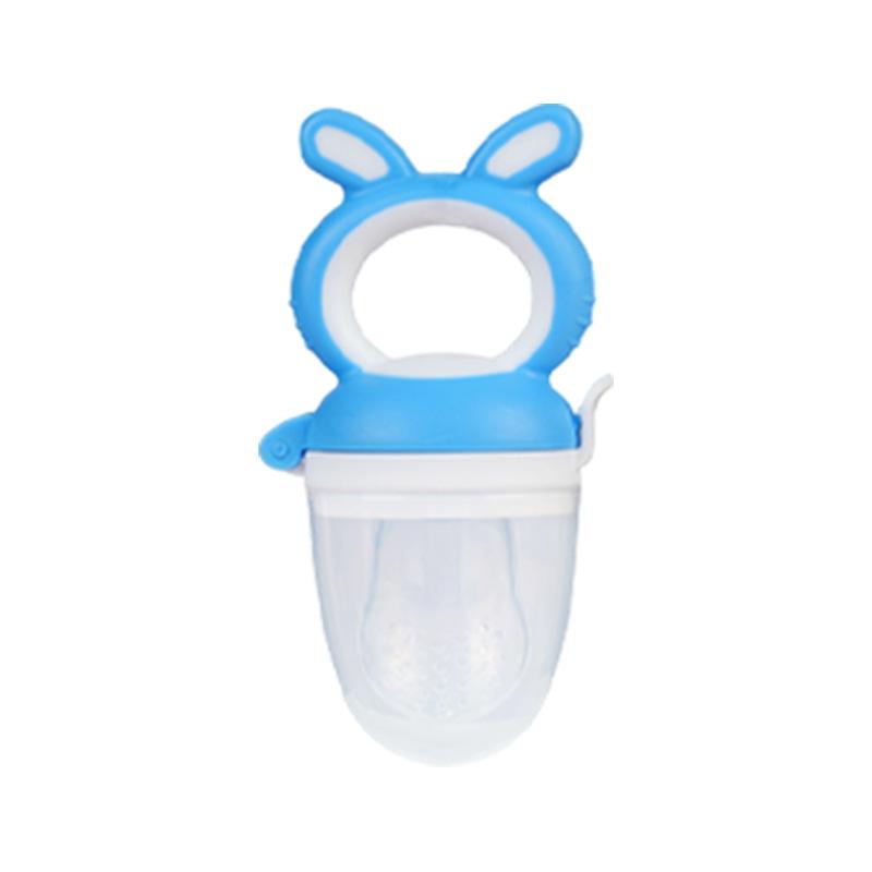 Baby Silicone Feeder and Teether, Blue Medium, Infant Chewable Food Feeder for