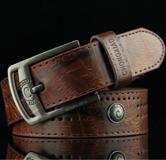 Brown Faux Leather Punk Fashion Belt with Alloy Pin Buckle and Rivet Strap
