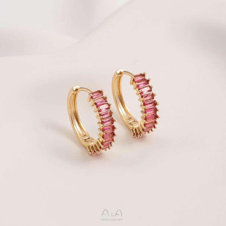 14K Gold-Filled Grüne, Rote & Bunte Zirkonia-Ohrringe & Herzförmige Ohrklemmen - Schlicht, luxuriös und exquisit.