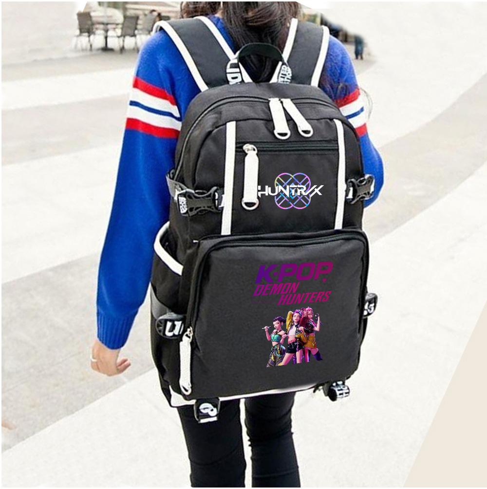 Anime Cartoon K-Pop Demon Hunters Backpack Large Capacity Bookbag for Student Boy Girl Schoolbag Outdoor Waterproof Laptop Travel Bag Mochila