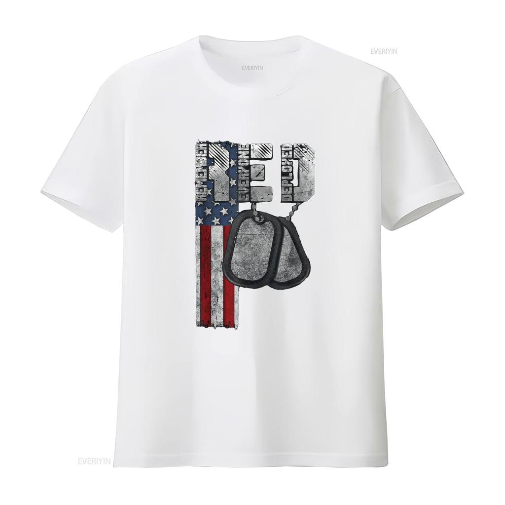 Remember Everyone Deployed T Shirt vintage Washed Breathable homme Slightly fashion Stretched Casual Stylish Versatile