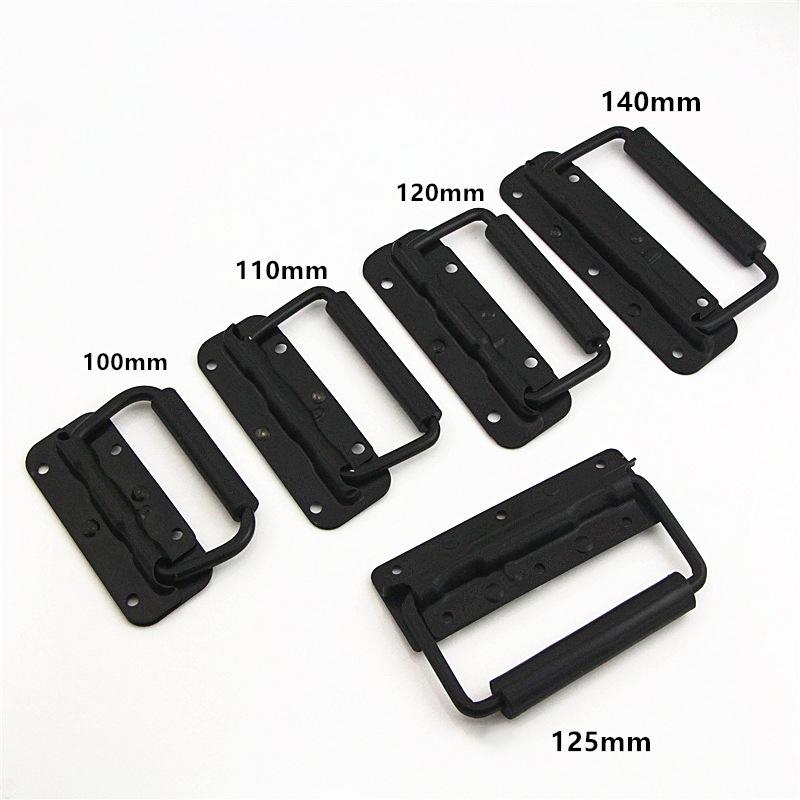 1pc Black Spring Folding Handle Luggage Movable Suitcase Iron Material Spring Handle Tool Box Container Drawer Movable Ring