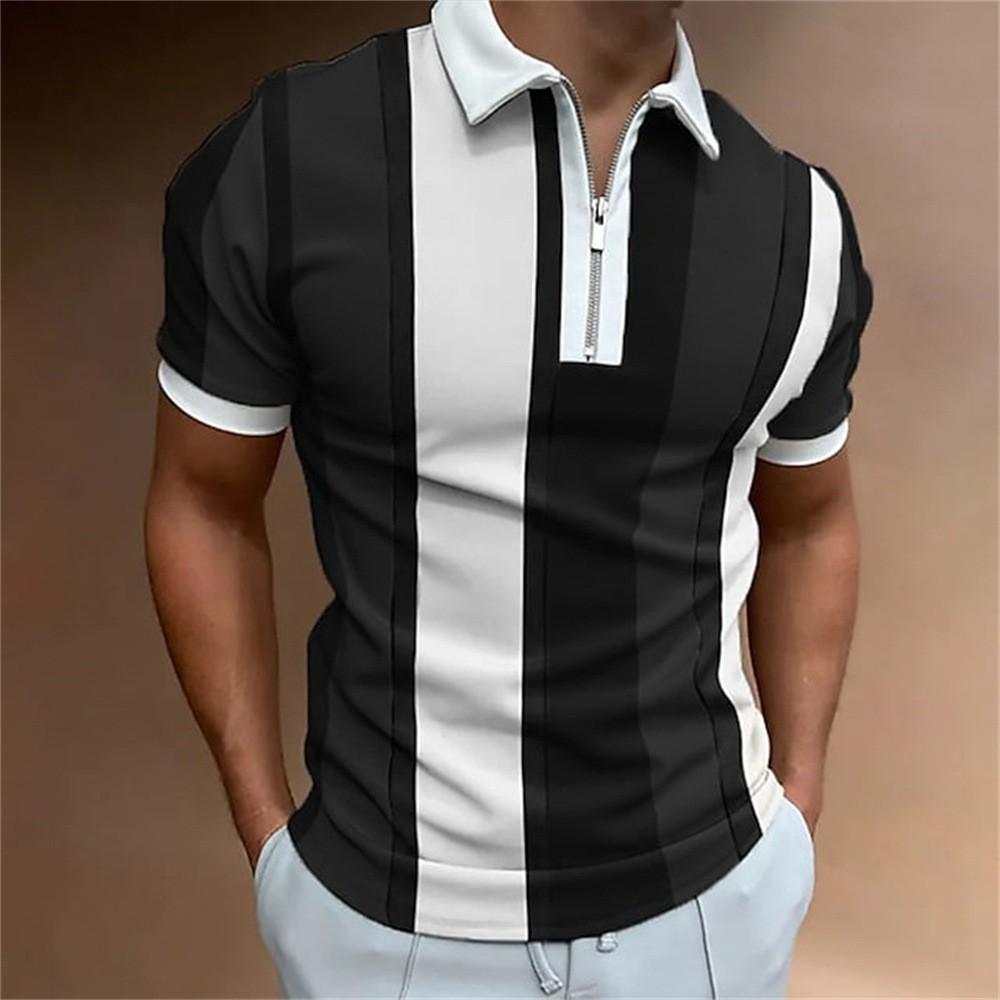 Men'S 3Dpolo Shirt Independent Station Zipper Short Sleeve T-Shirt Pullover Casual Men'S Clothing