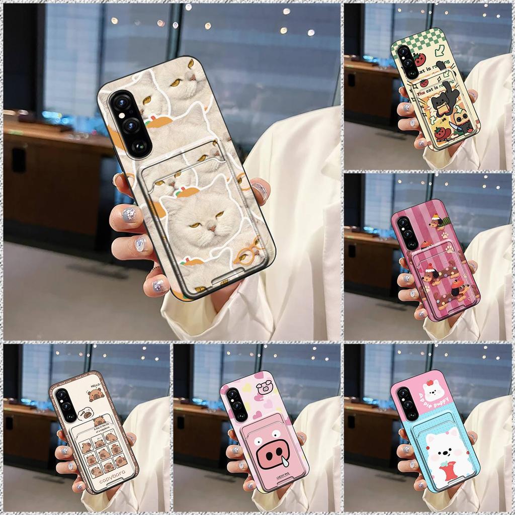 Card slot Shockproof Phone Case For Sony Xperia1 V 2023 Back Cover Card sleeve Fashion Design Soft case Dirt-resistant