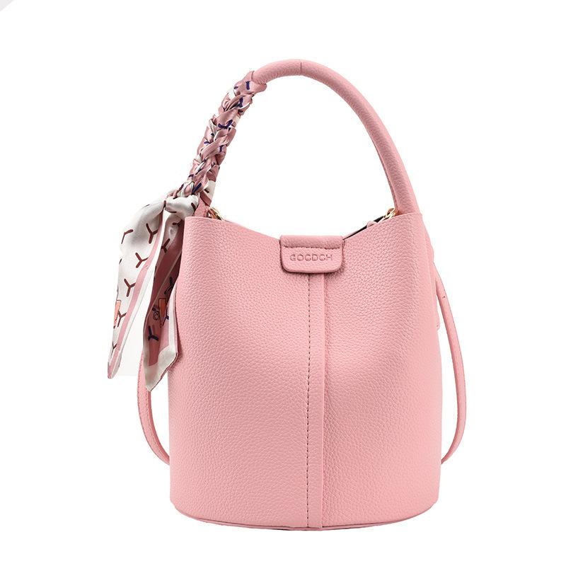 

2026 new niche ins style texture hand carrying bucket bag fashionable commuter versatile messenger women s bag рожевий