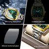 BINBOND Men's Watch Authentic Light Luxury Wine Barrel Steel Belt Waterproof Night Light Calendar Men's Student Quartz Watch