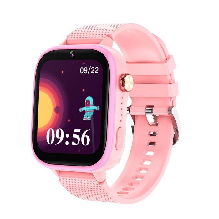 K IKIDO Montre Connectée Enfant, Montre intelligente avec SOS, Musique, Appel vidéo, GPS, Appareil photo magique, étanche,Rose