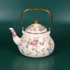 Bouilloire émaillée vintage forme poire poignée dorée pichet à eau pour cuisine maison cuisinière cafetière théière