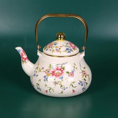 Bouilloire émaillée vintage forme poire poignée dorée pichet à eau pour cuisine maison cuisinière cafetière théière