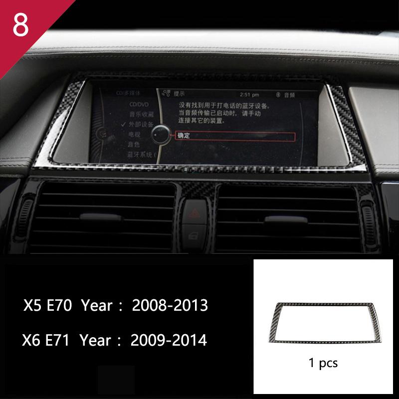 AAACH1 For BMW X5 X6 E70 E71 Accessories Car Interior Air Conditioning CD Console Panel Cover Decoration Trim Carbon Fiber Car Styling