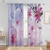 Set Of 2 Window Curtains Flowers Water Printing Kitchen Bedroom Study Living Room Decorative Curtain For Made Polyester