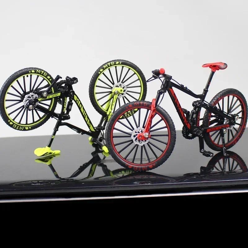 1:10 Mini Alloy Mountain Bike Model Diecast Metal Finger Racing Bicycle Folded Cycling Ornaments Collection Playthings for Kids Gifts